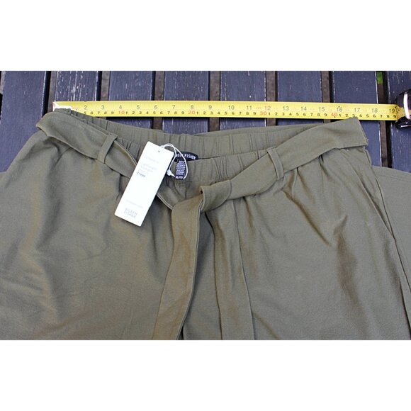 New w/Tags - Eileen Fisher Stretch Crepe Wide Leg Cropped Pants, Olive, XL - Picture 7 of 11